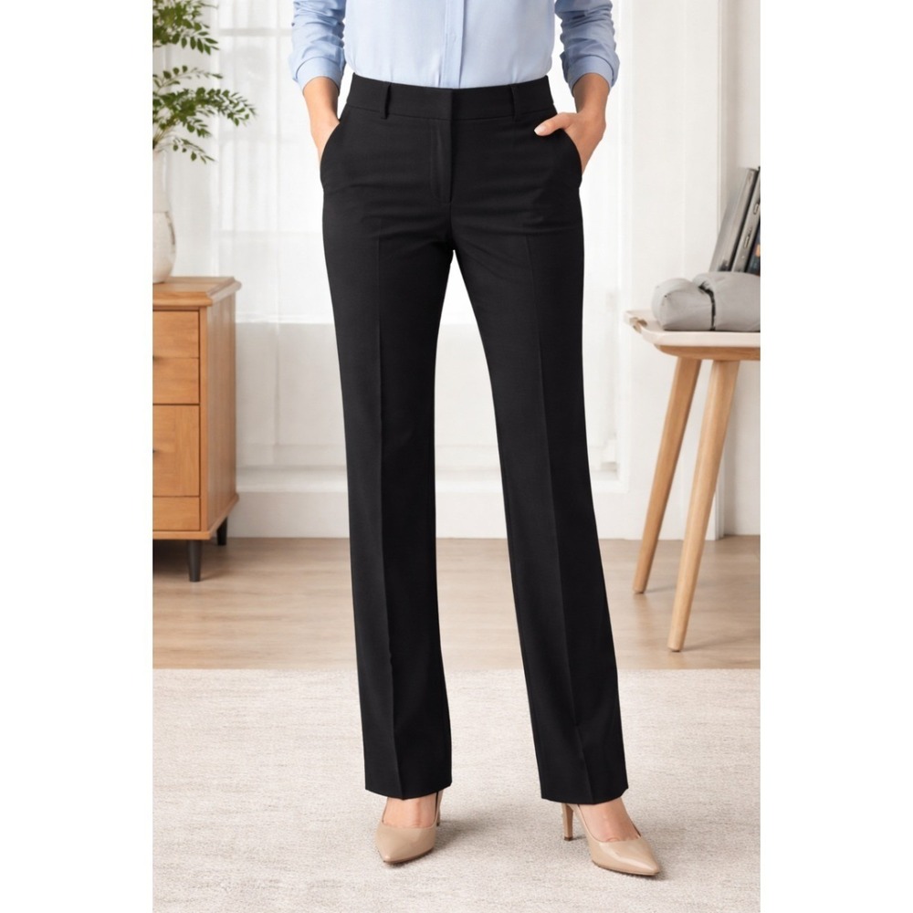 Liz Claiborne Black Straight Leg Dress‎ Pants Trousers Office Wear 10 Tall